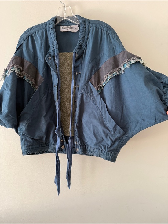 Grey Ant Jackets & Blazers - GreyAnt Women's Blue Fringe Trim Bomber Jacket